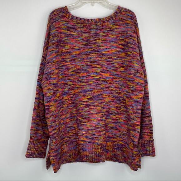 A.N.A. A New Approach pink colorful knit sweater size XL rolled up sleeves - Picture 7 of 11